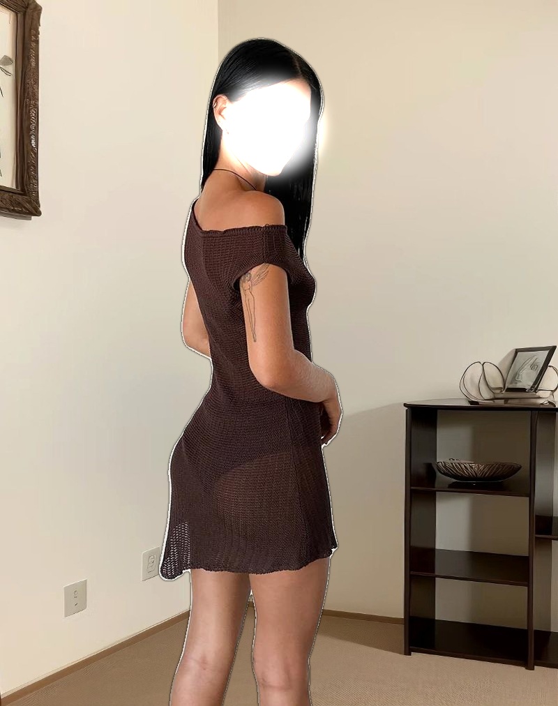 Susannah Dress in Wide Rib Knit Brown