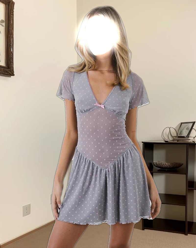 Geni Mini Dress in Heart Flock Grey