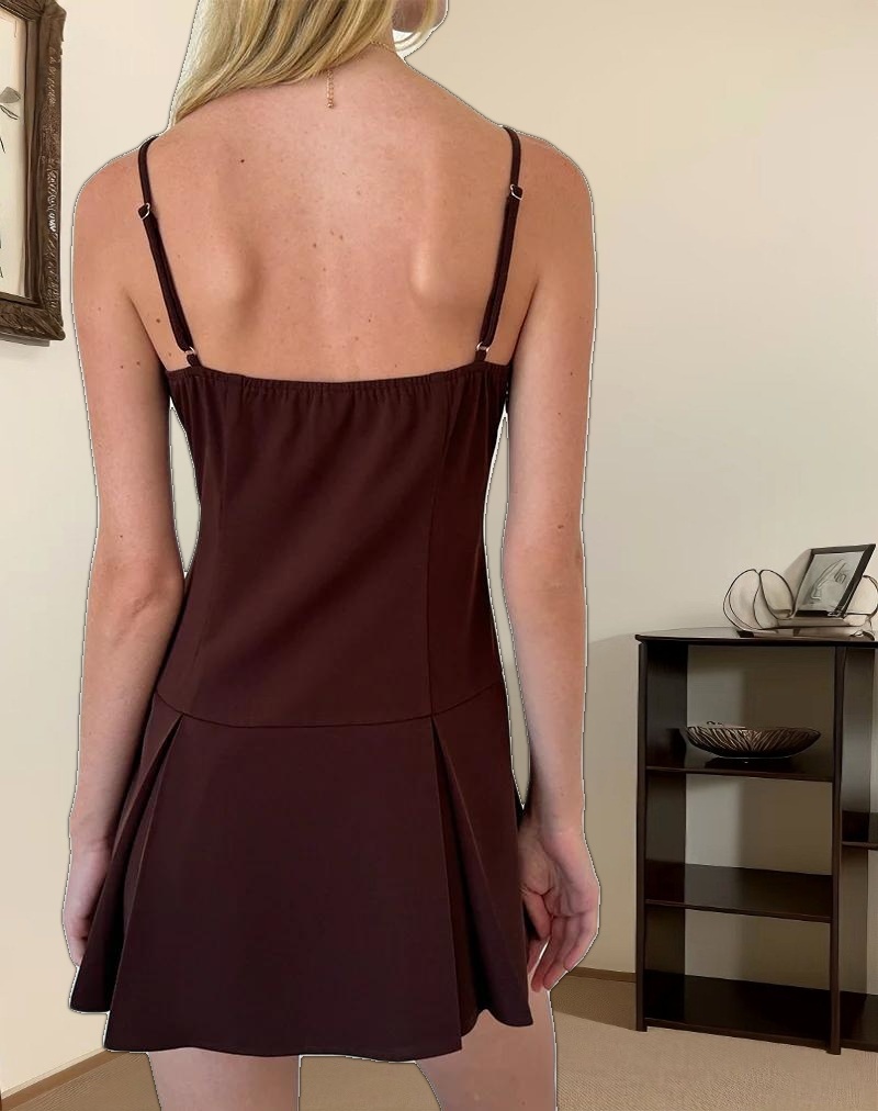Calilia Cami Dress in Bitter Chocolate with Pink Bows