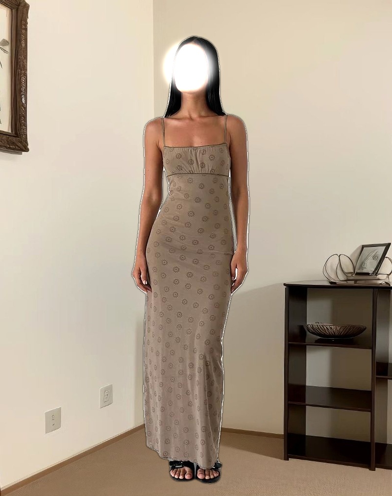 Darsih Maxi Dress in Daisy Flock Light Brown