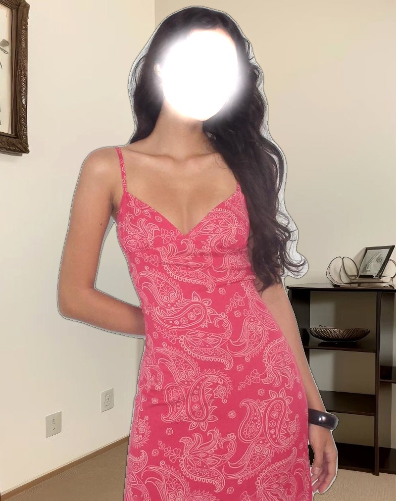 Sastra Midi Dress in Retro Paisley Pink