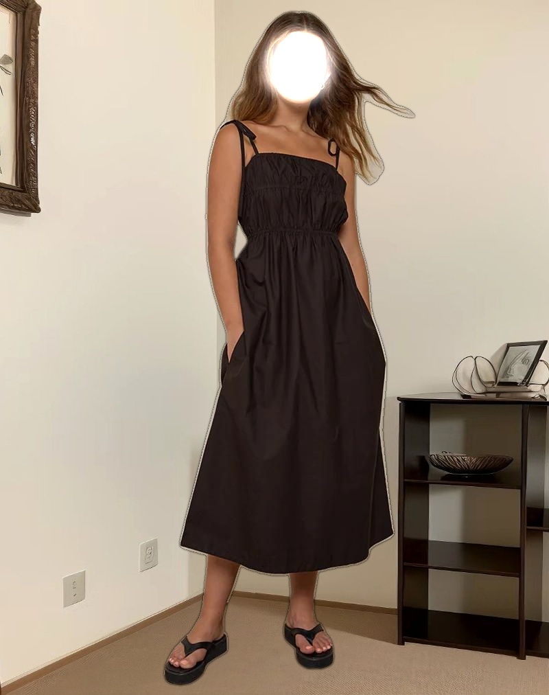 Haruko Midi Dress in Bitter Chocolate