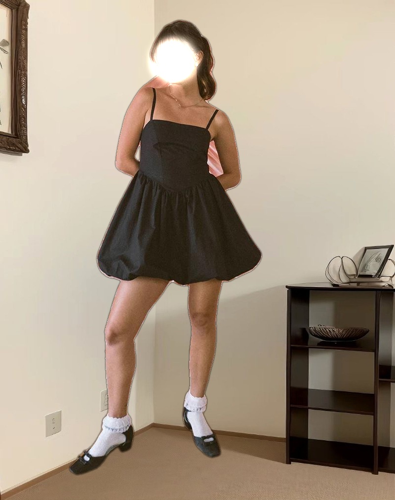 Micala Puffball Mini Dress in Black