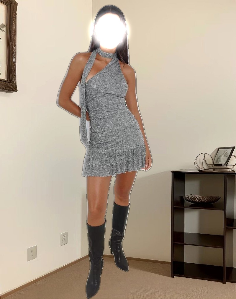 Blio Mini Dress in Grey Shimmer