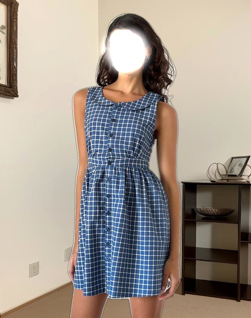 Sokasi Mini Dress in Navy Tartan
