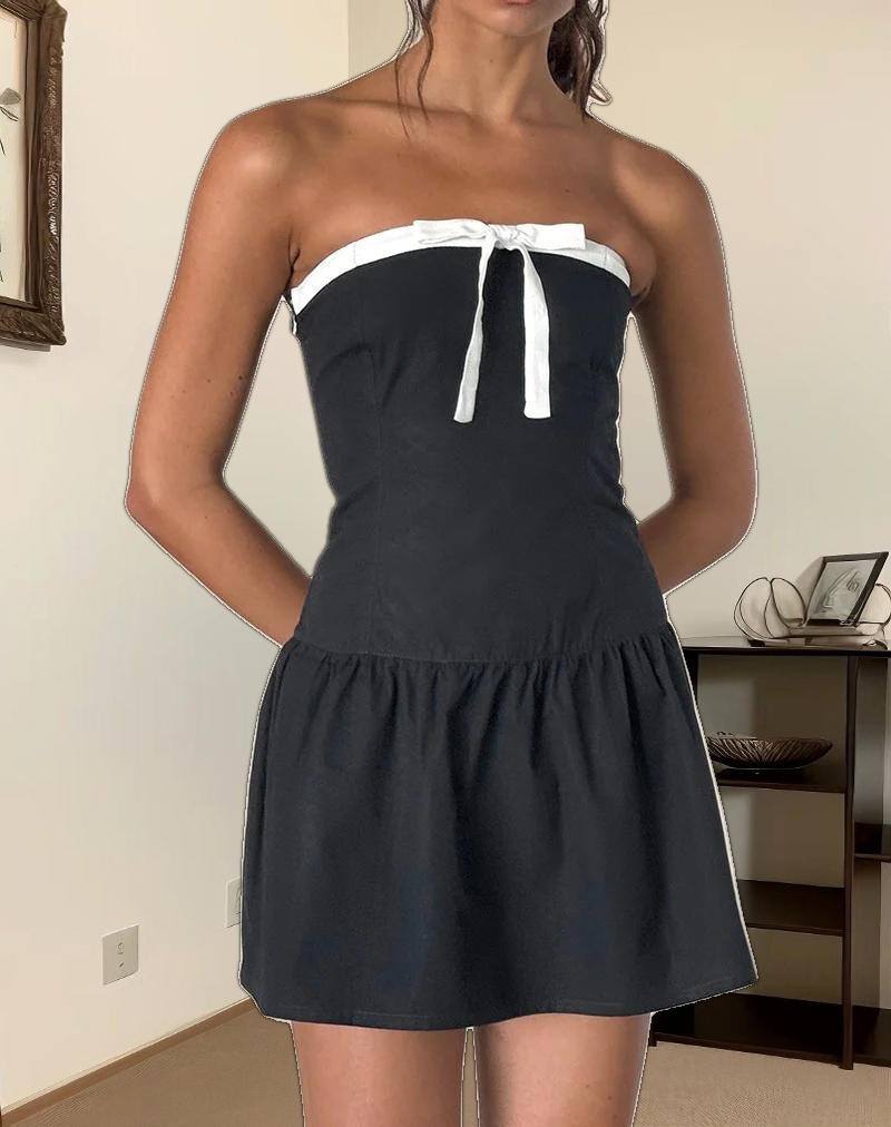 Faelas Mini Dress in Tap Shoe with Off White Bows