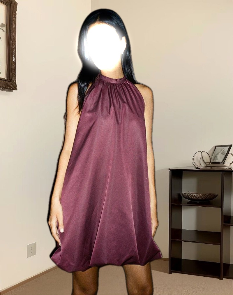 Yusna Puffball Mini Dress in Dark Berry