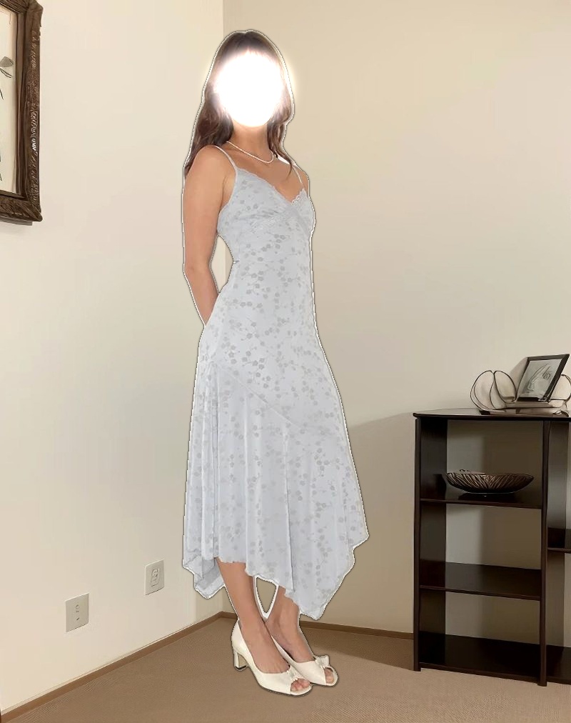 Devon Midi Dress in Flock Chic Petals Grey