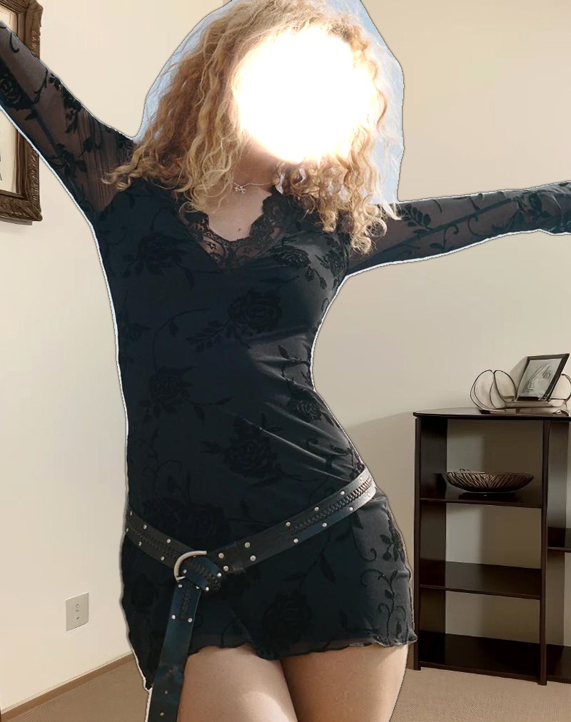 Sriti Mini Dress in Rose Flock Black