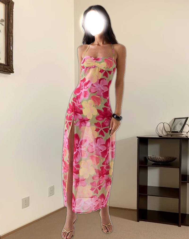 Fasha Maxi Dress in Bold Multi Colour Floral