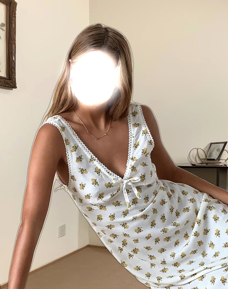 Lavisha Midi Dress in Funshine Floral Off White