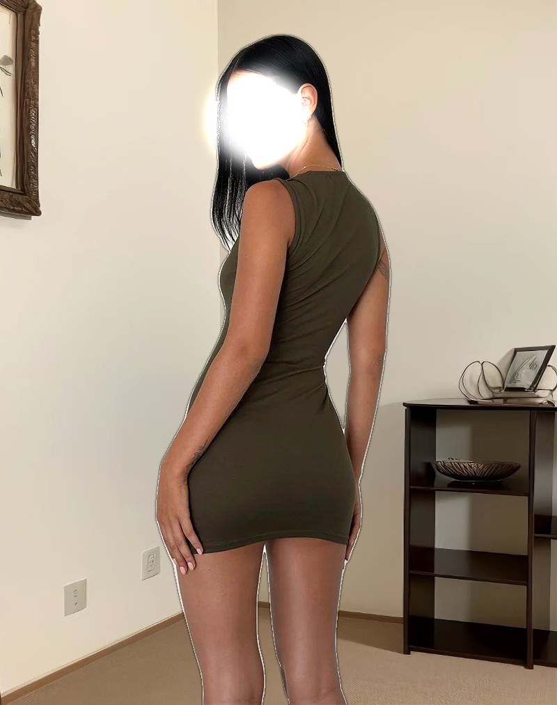 Jinsuen Mini Dress in Lycra Olive