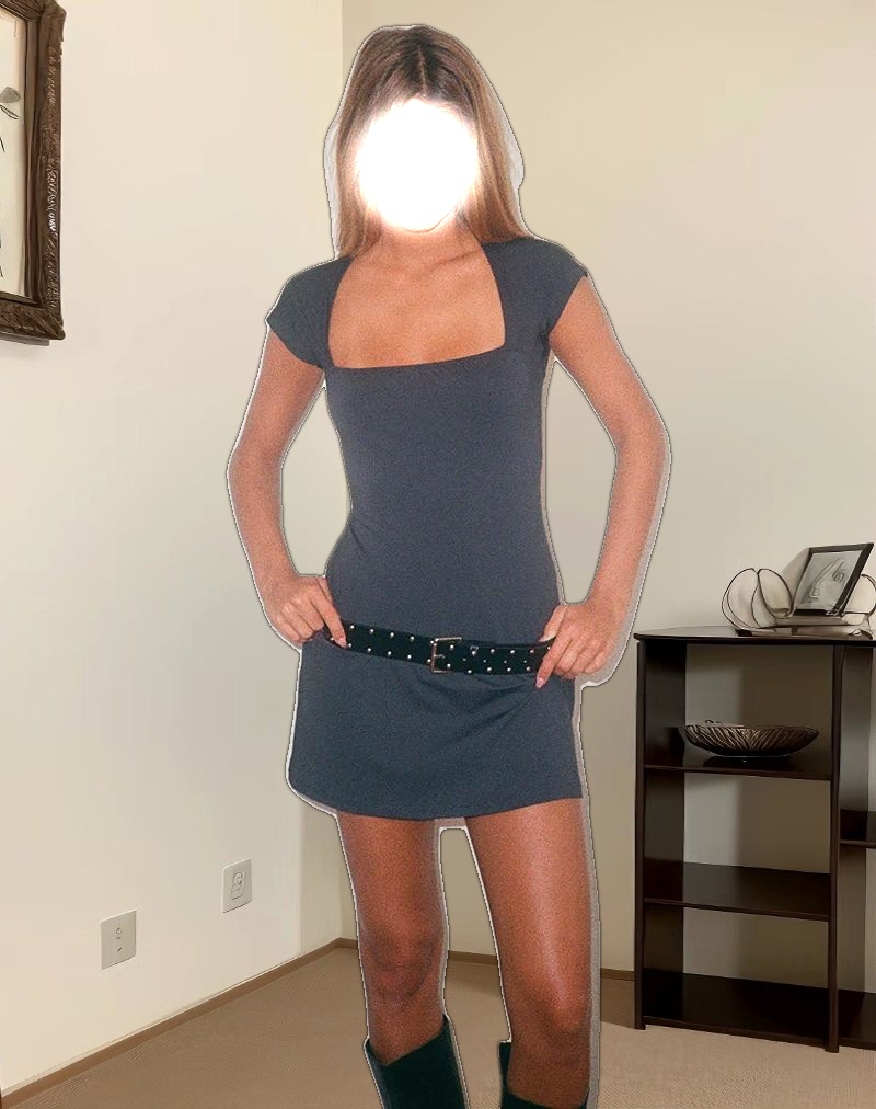 Keitha Mini Dress in Jersey Ocean Storm