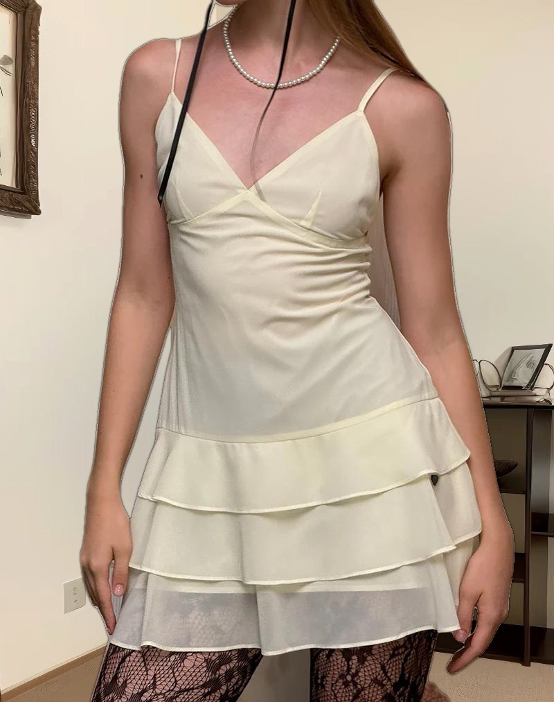 Riasi Mini Dress in Chiffon Ivory