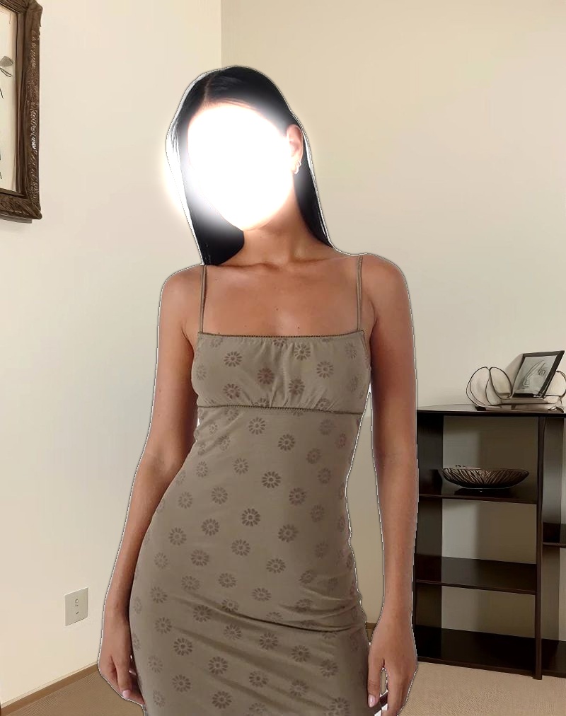 Darsih Maxi Dress in Daisy Flock Light Brown