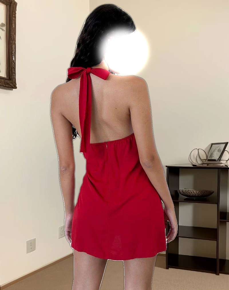 Leana Mini Dress in Private Slub Adrenaline Red