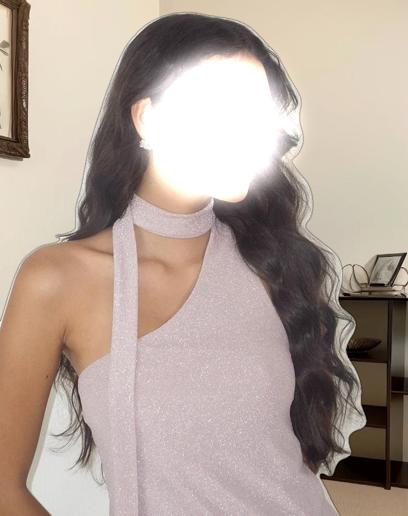 Joanka Tie Neck Dress in Shimmer Lurex Pink