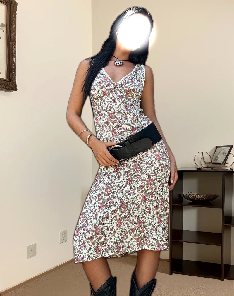 Lavisha Midi Dress in Vintage Bloom Ivory