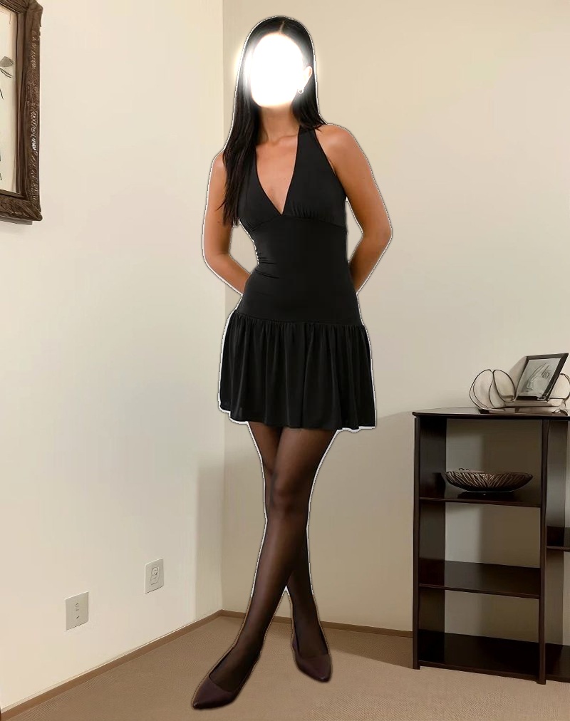 Mercer Drop Waist Mini Dress in Black