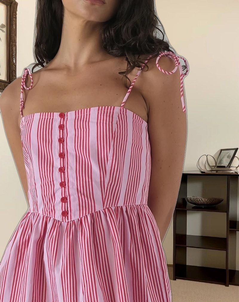 Kesyani Mini Dress in Vertical Pink Stripe