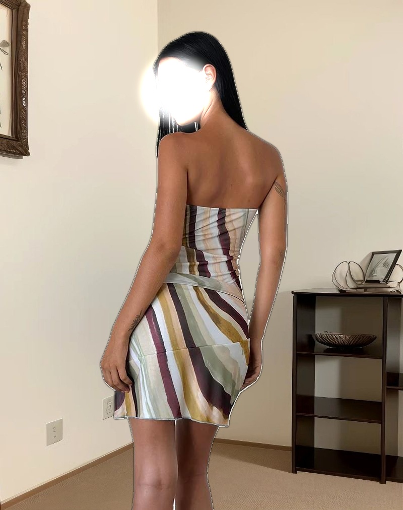 Kevsra Bandeau Mini Dress in Mesh Wiggle Sunset