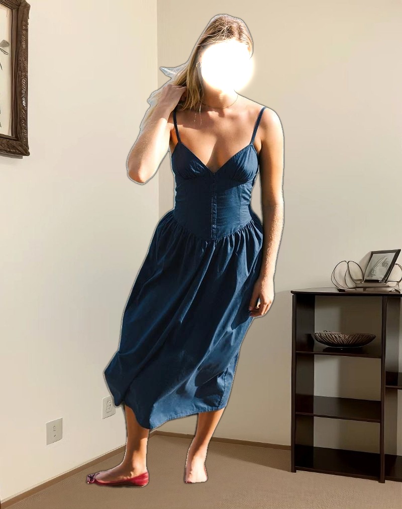Krista Maxi Dress in Poplin Navy