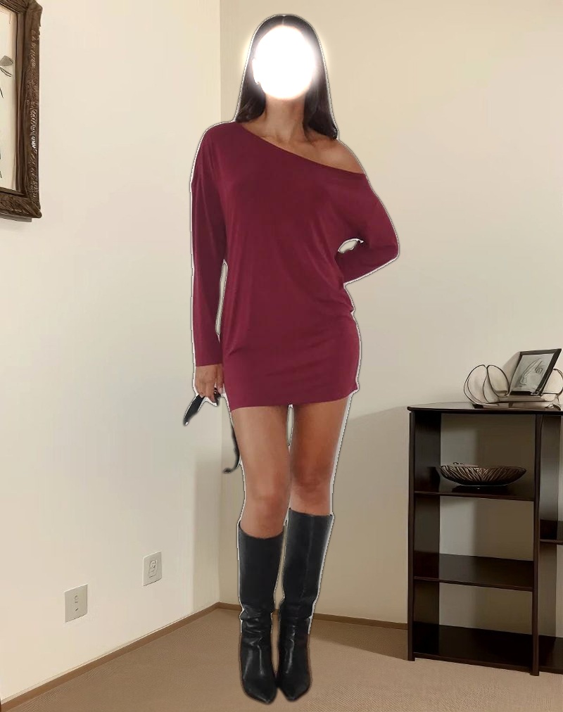 Shelisa Slouchy Mini Dress in Deep Red