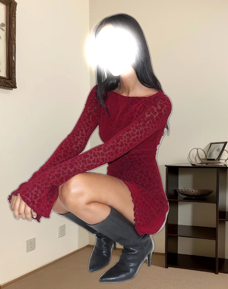Sevila Long Sleeve Mini Dress in Heart Flock Maroon