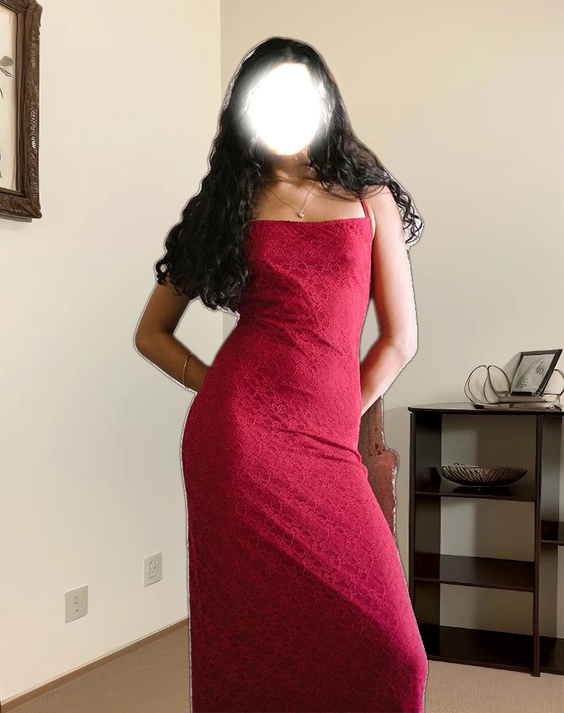 Cantha Maxi Dress in Mari Lace Red