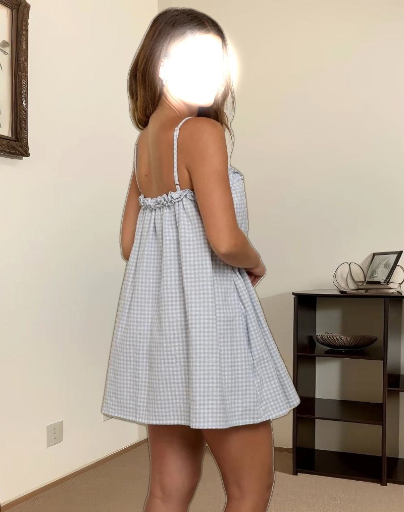 Kamalani Dress in Mini Gingham Blue and Grey