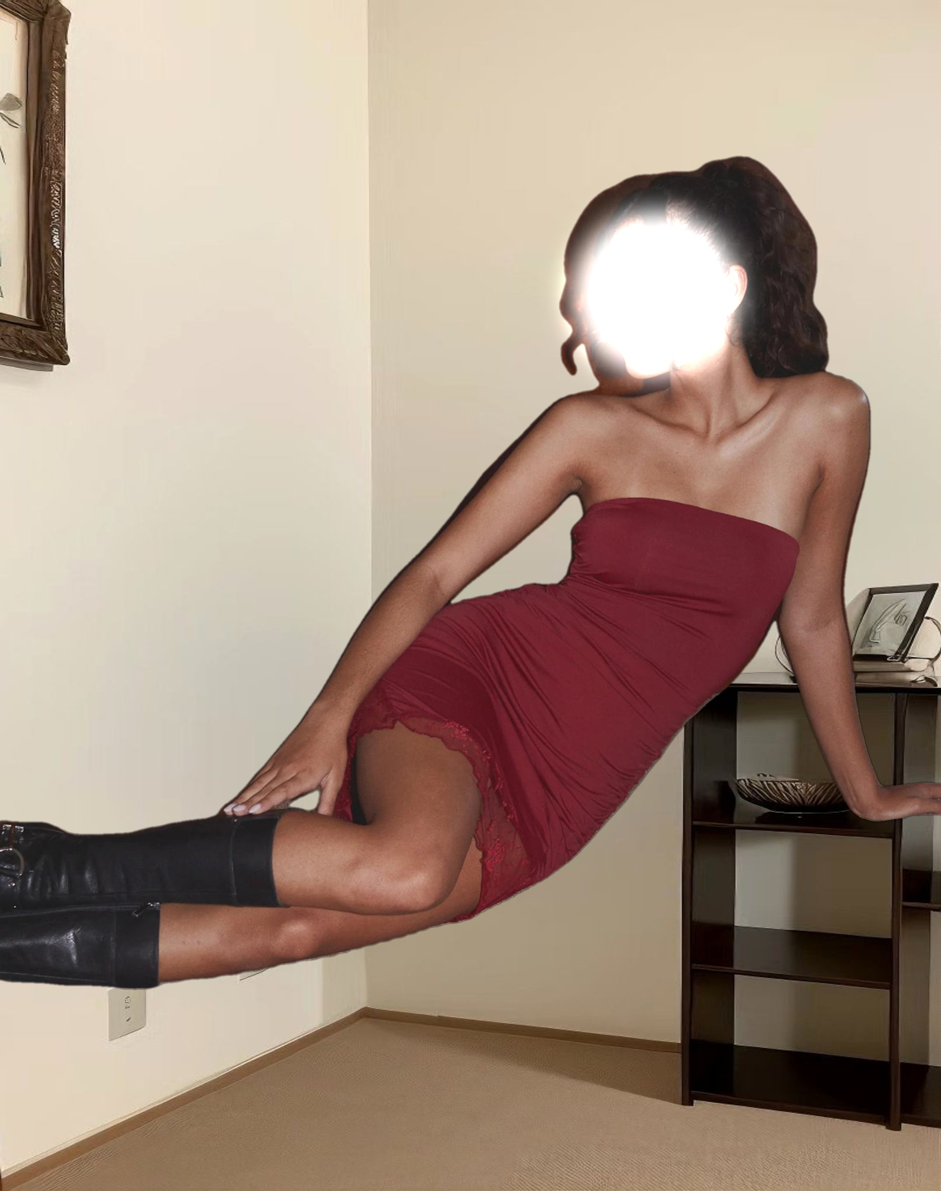 Carlie Bandeau Mini Dress in Dark Cherry