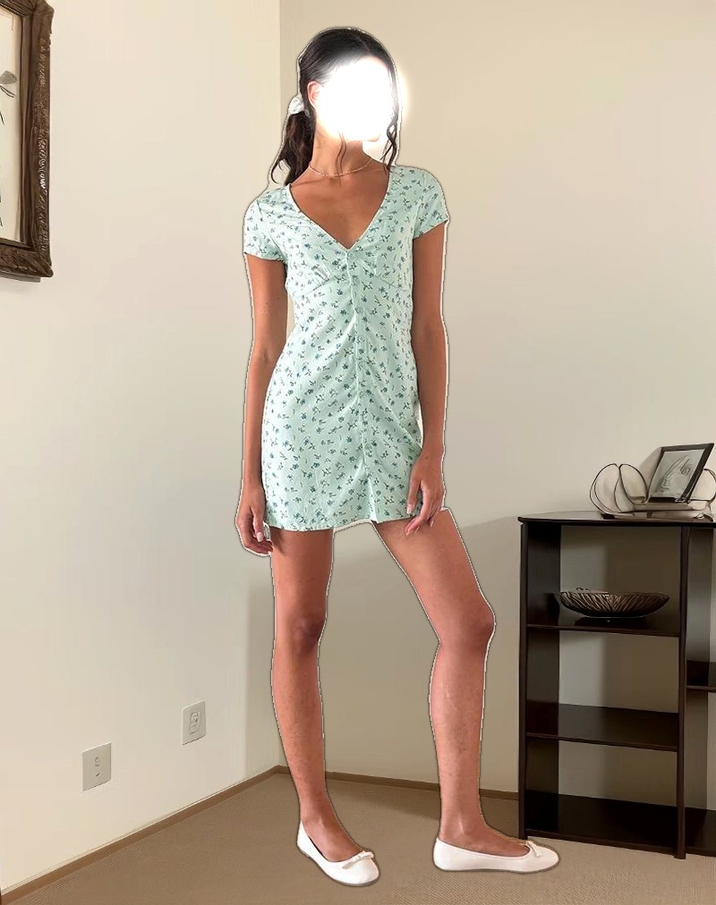 Omoni Dress In Pretty Petal Green