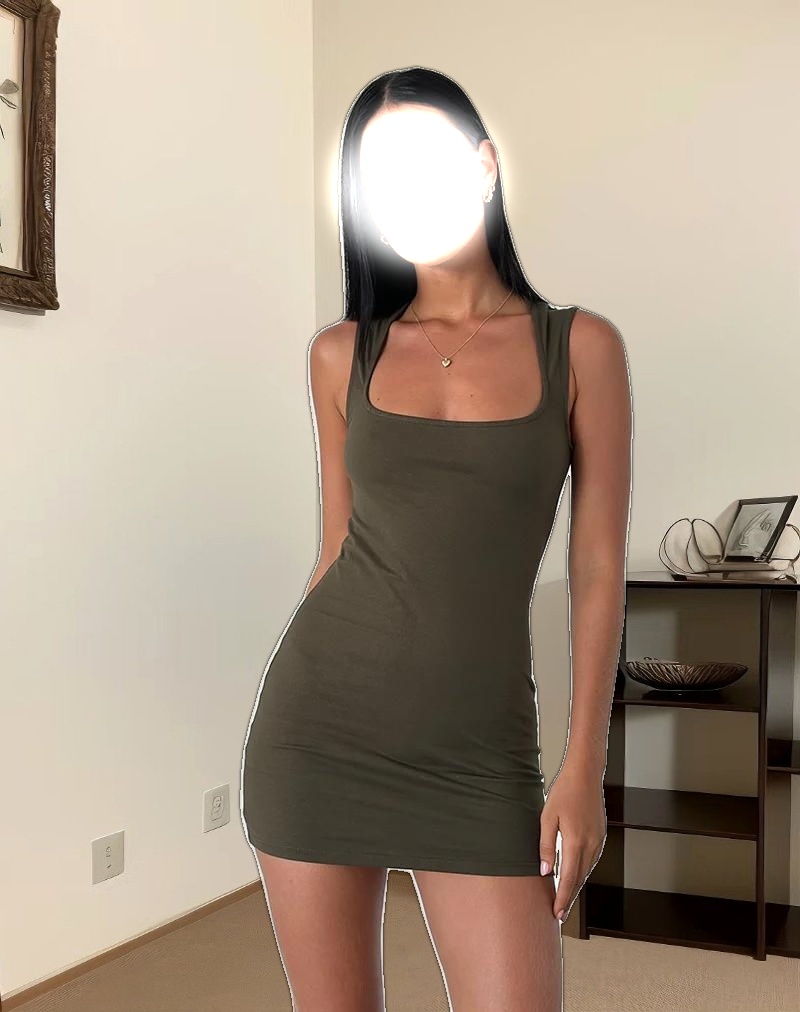 Jinsuen Mini Dress in Lycra Olive