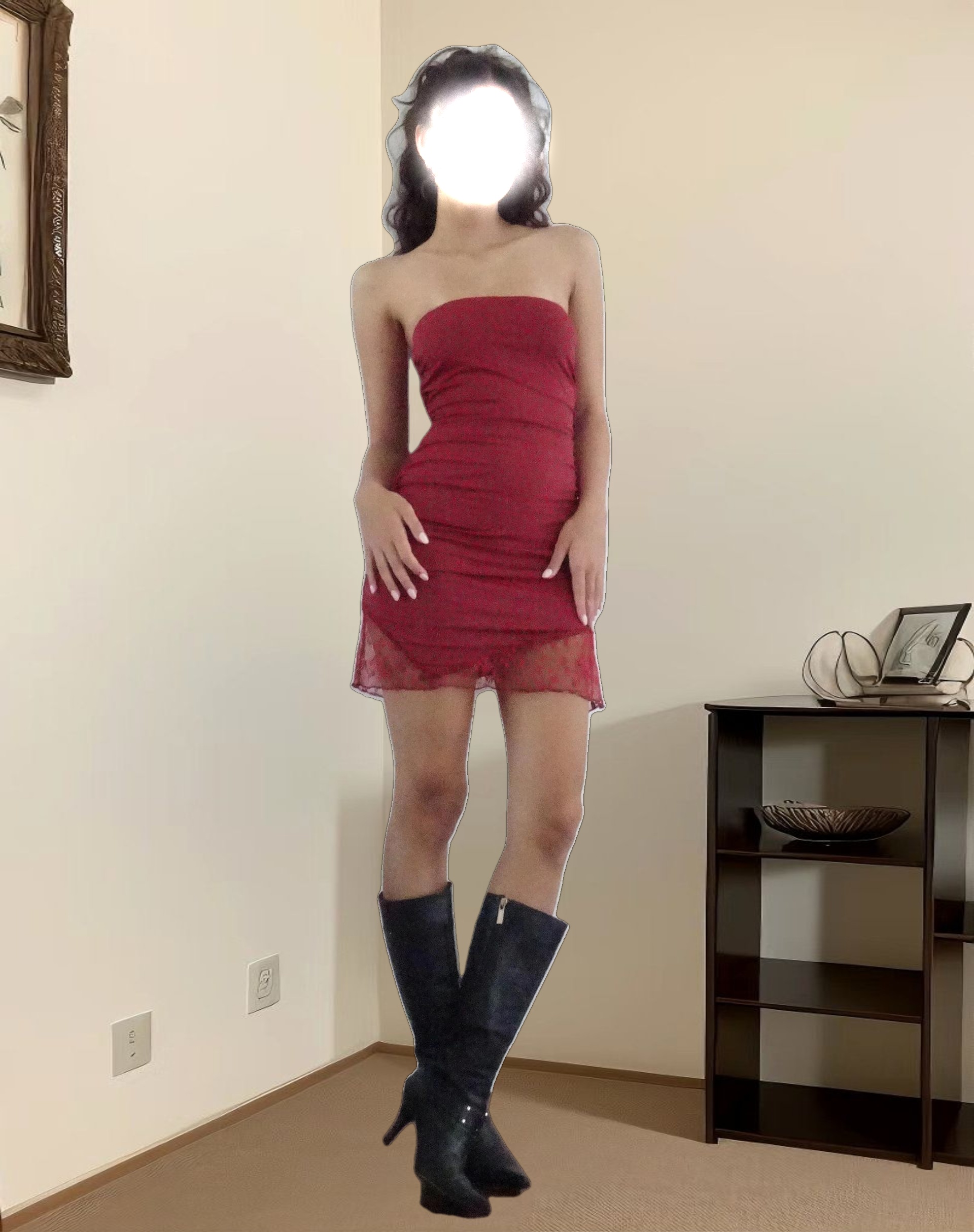 Carlie Bandeau Mini Dress in Dark Cherry