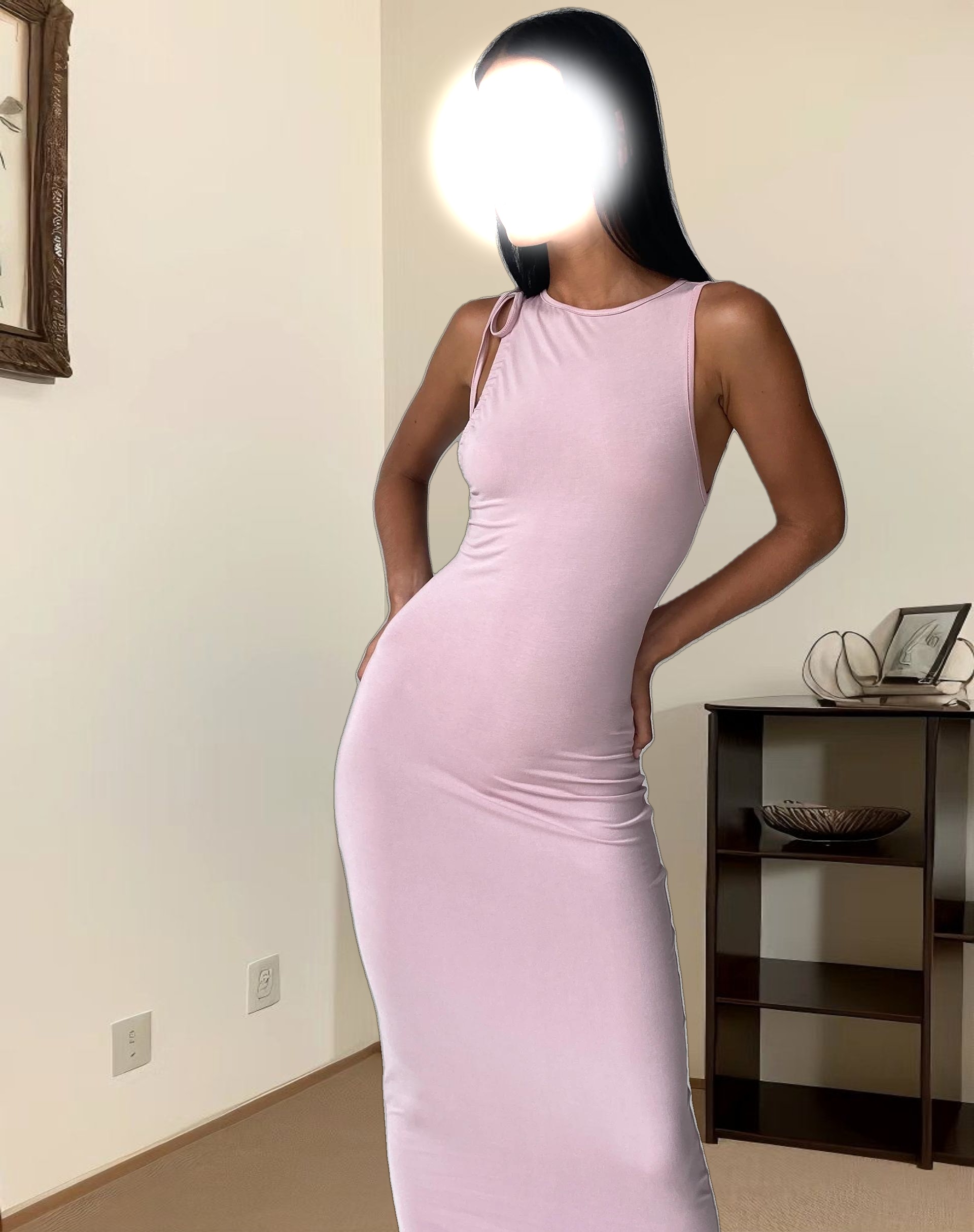 Elinor Maxi Dress in Slinky Baby Pink