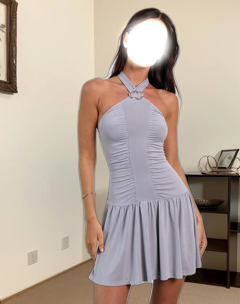 Belasar Mini Dress in Cupro Lilac Grey