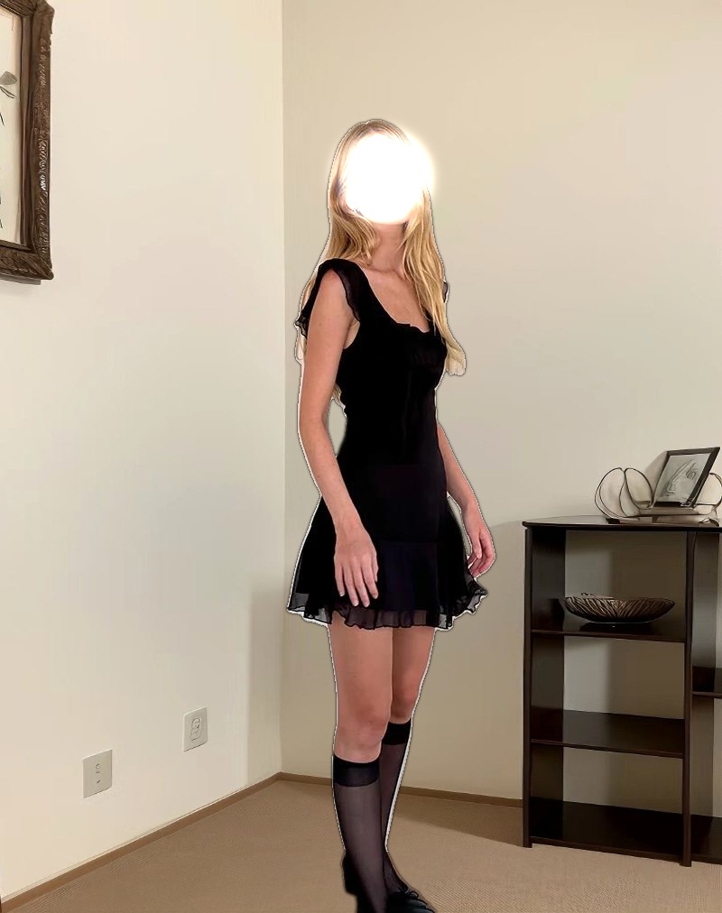 Binita Mini Dress in Chiffon Black