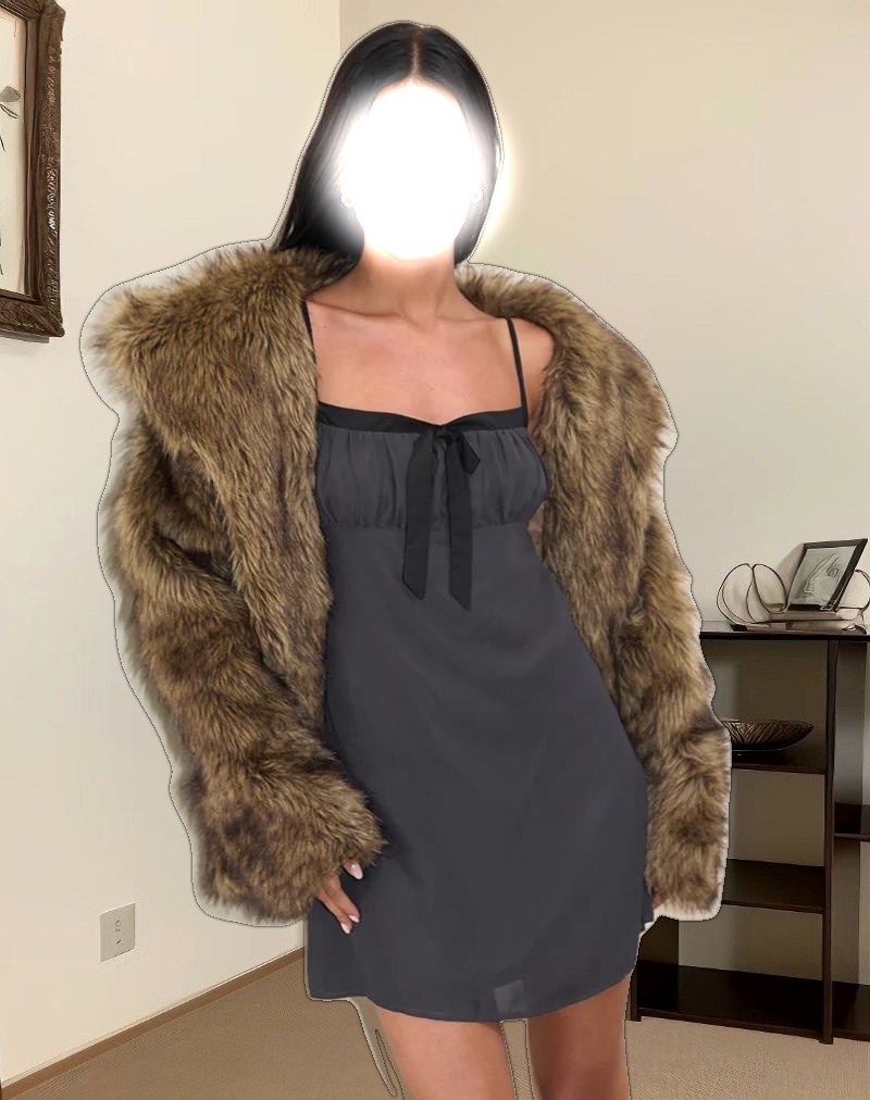 Martina Mini Dress in Chiffon Slate