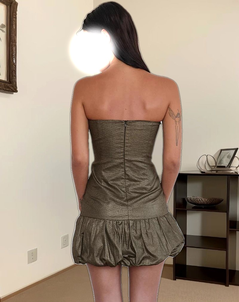 Denaya Mini Puffball Dress in Metallic Gold