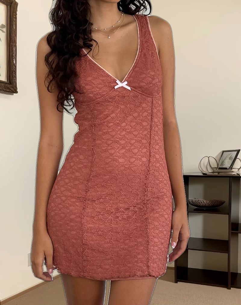 Itzy Lace Mini Dress in Withered Rose