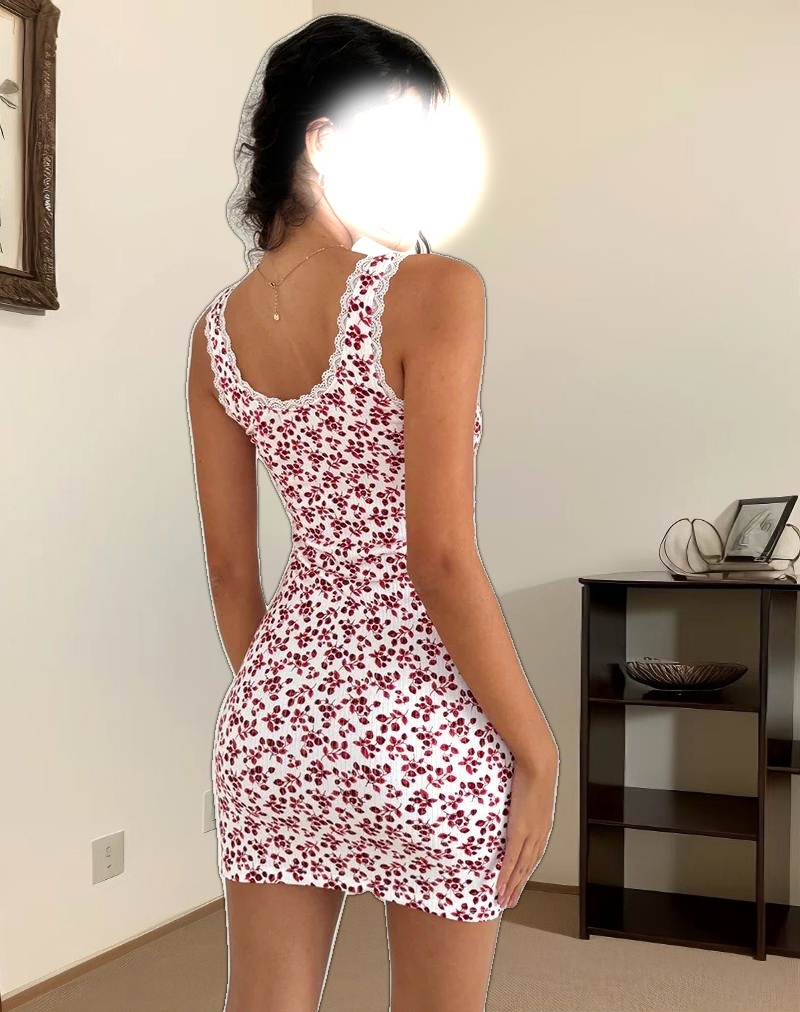 Camina Dress in Summer Strawberry Off White