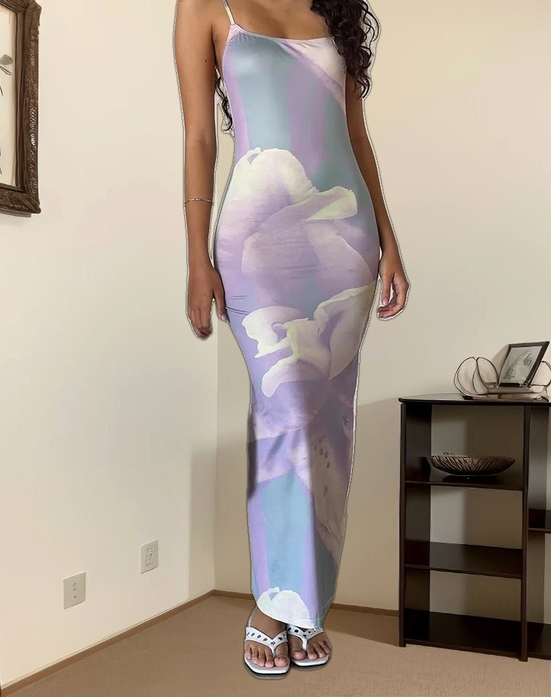 Norila Cami Maxi Dress in Slinky Orchid Petals Lilac