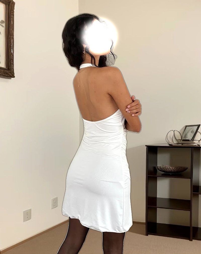 Kyrie Halterneck Wrap Dress in Slinky Ivory