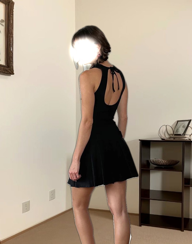 Ayosa Backless Mini Dress in Black