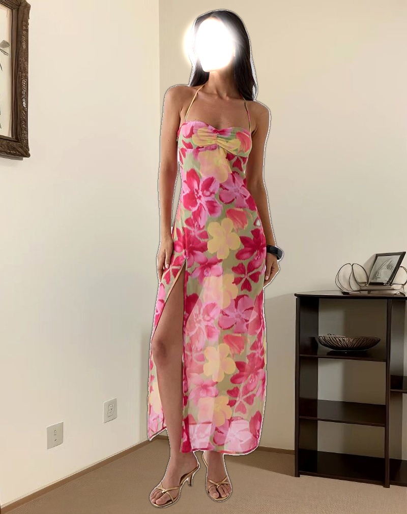 Fasha Maxi Dress in Bold Multi Colour Floral