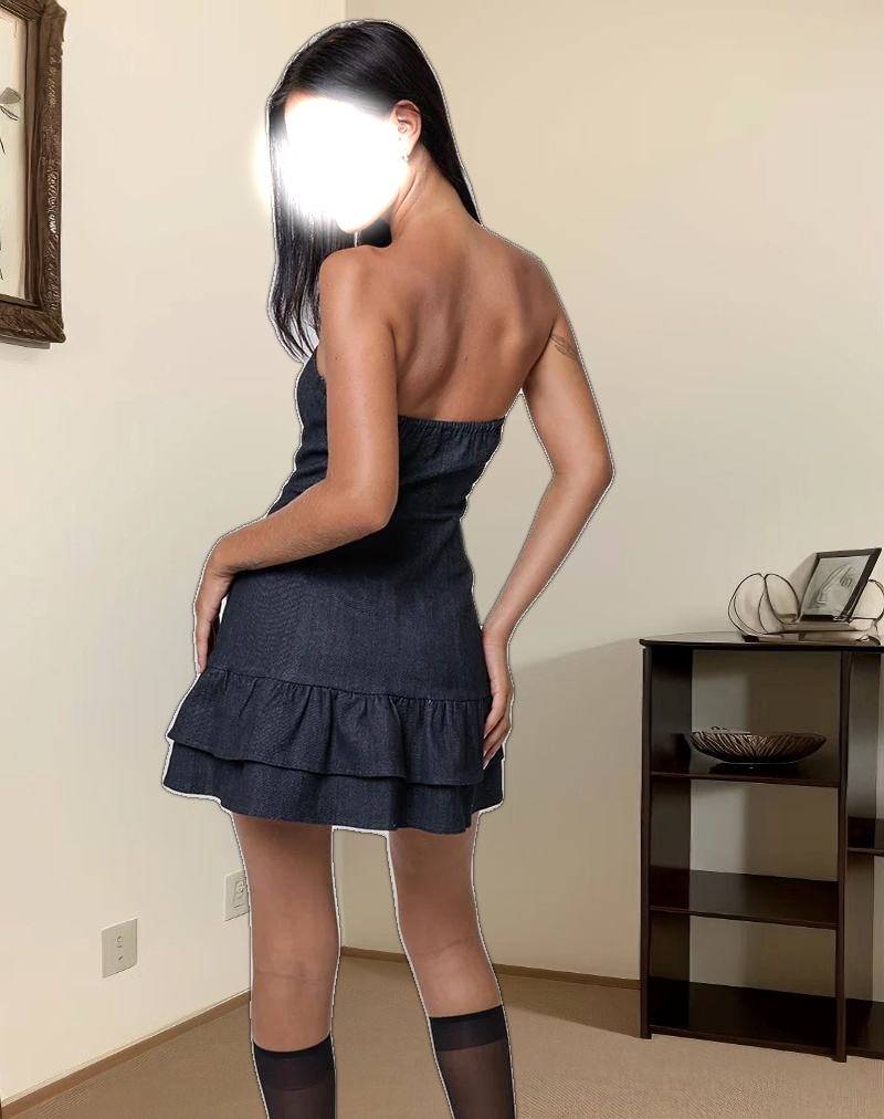 Luminis Mini Dress in Dark Denim Indigo