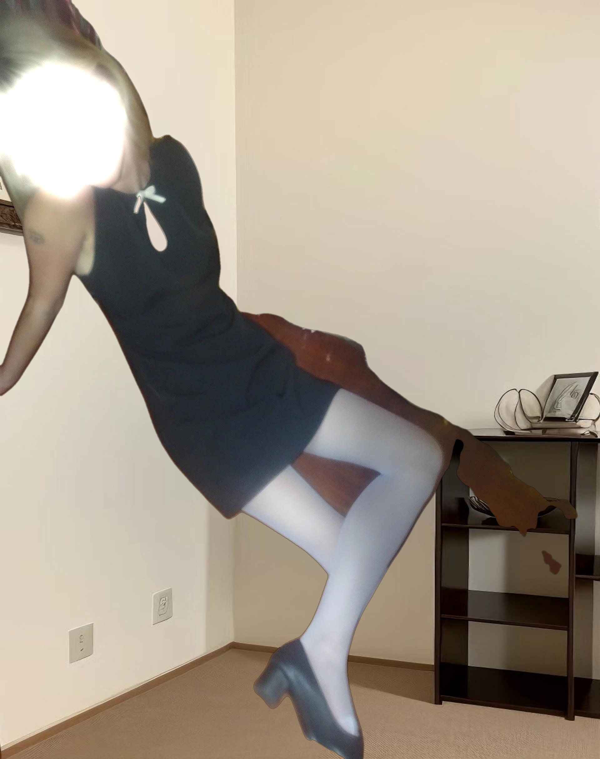 Bibidia Mini Dress in Black with Cream Bow