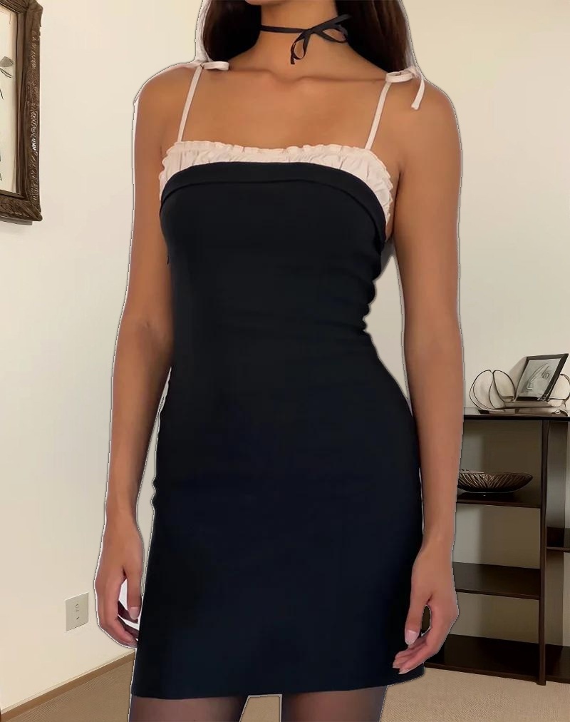 Daruka Mini Dress in Satin Black