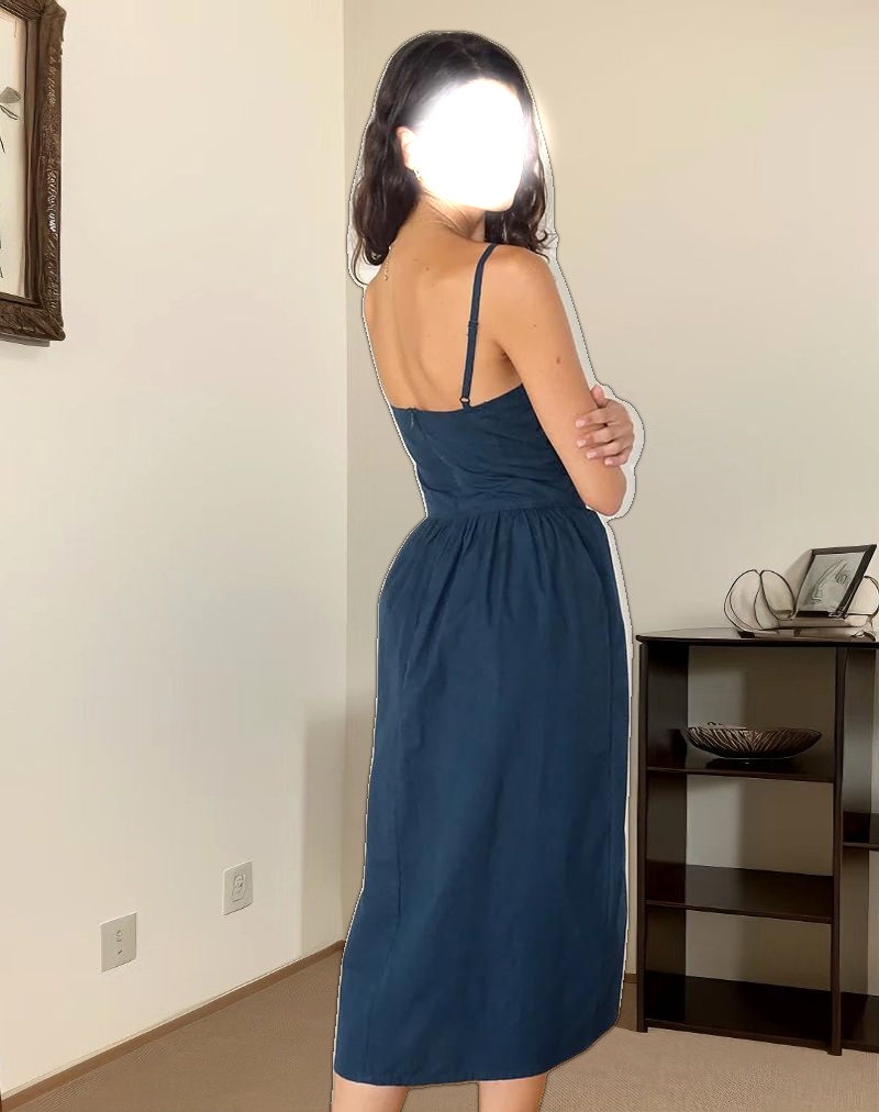 Krista Maxi Dress in Poplin Navy