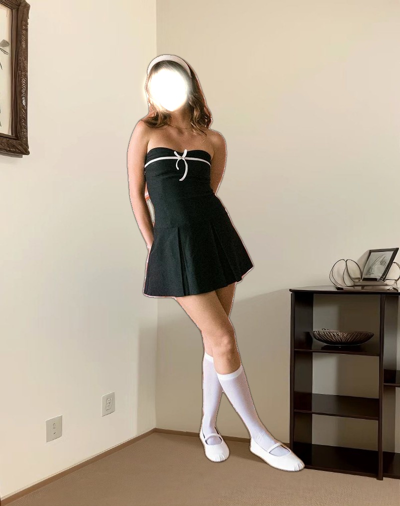 Panolia Bow Front Mini Dress in Tailoring Black